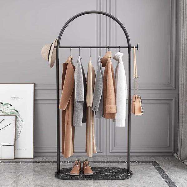 N-Shaped Coat Rack with Marble Base & 2 Hooks