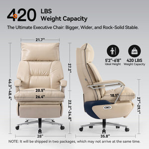 Dual Motor Electric Executive Office Chair with Footrest