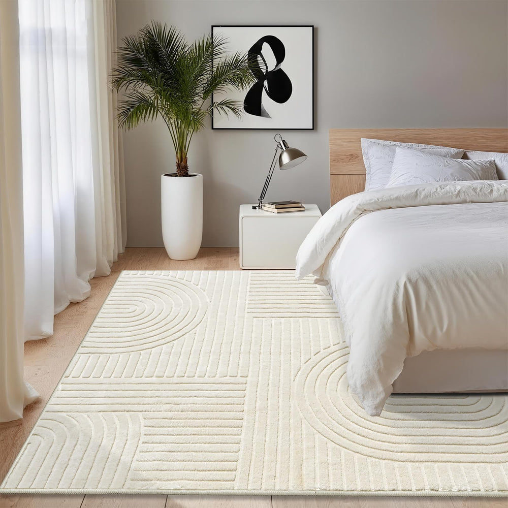 Soft High-Low Pile Area Rug – Washable, Non-Slip Indoor Rug for Living Room, Bedroom & Kids Room