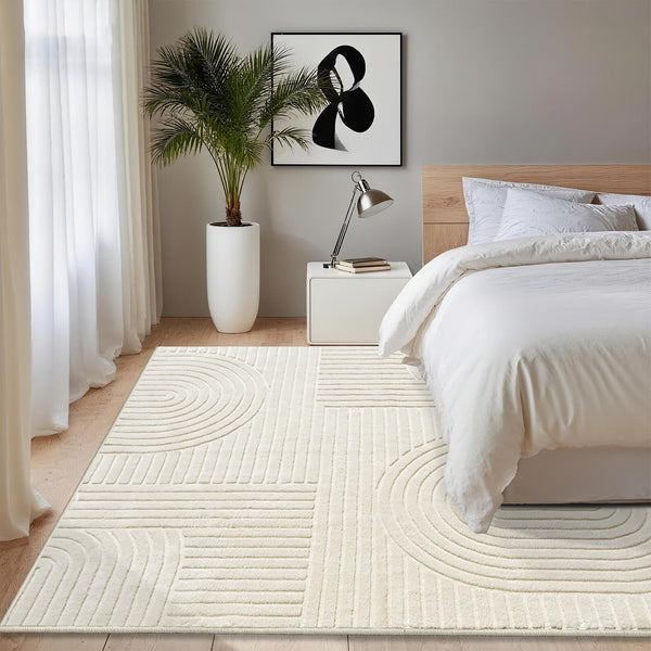 Soft High-Low Pile Area Rug – Washable, Non-Slip Indoor Rug for Living Room, Bedroom & Kids Room