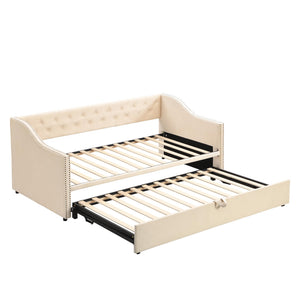 Twin Velvet Daybed with Pop-Up Trundle
