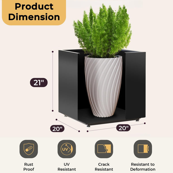 Metal Outdoor Planter Box with Drainage & Adjustable Feet