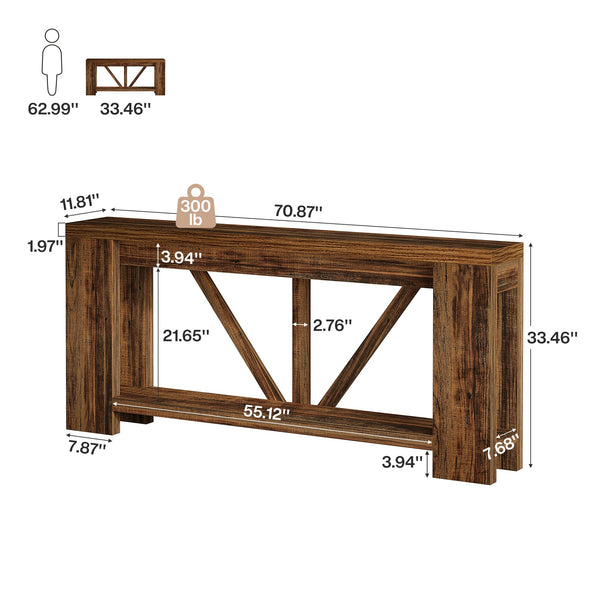 70.9" Narrow Console Sofa Table with Storage Shelf