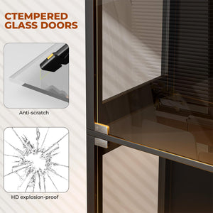 Glass Door Display Cabinet with LED Lights & Motion Sensor