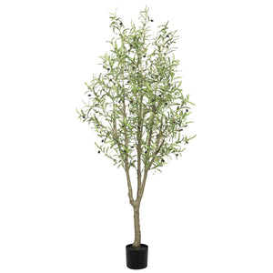 7FT Artificial Olive Tree with Natural Wood Trunk