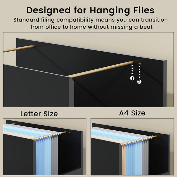 60" Storage Cabinet with File Drawer & Built-in Outlet