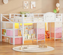 Twin Low Loft Bed with Storage Drawers, Bookcase & LED Lights