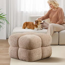 Square Tufted Ottoman Foot Rest – Teddy Fabric, Upholstered Pouf Stool