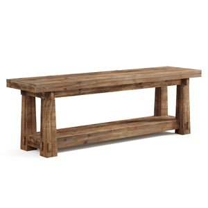 55" Solid Wood Entryway Bench with Shoe Storage