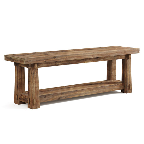 55" Solid Wood Entryway Bench with Shoe Storage