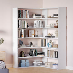 L-Shaped Corner Bookshelf, 6-Tier