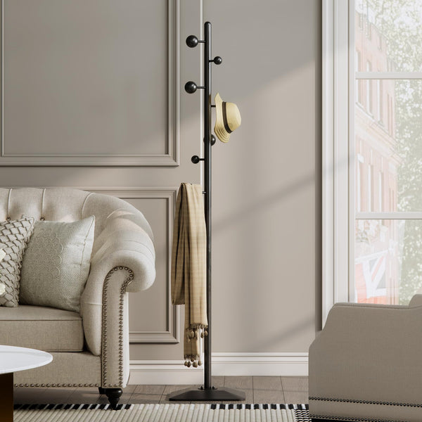 Metal Coat Rack Freestanding with 7 Hooks
