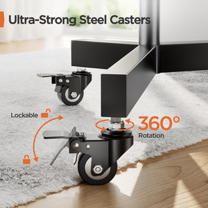 Rolling TV Stand with Wheels & Lockable Casters