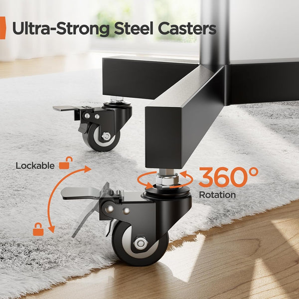 Rolling TV Stand with Wheels & Lockable Casters