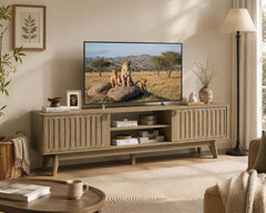 70" Fluted TV Stand with Storage Cabinets