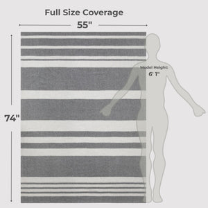 Pure Cashmere Throw Blanket — Grey Stripe, 74"x55"