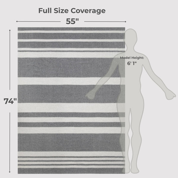 Pure Cashmere Throw Blanket — Grey Stripe, 74"x55"