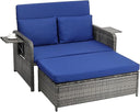 Convertible Patio Daybed with Storage Ottoman & Adjustable Backrest