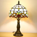 Tiffany Style Stained Glass Table Lamp with Pink Tulip Pattern