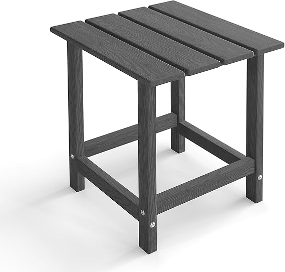 Kromax Outdoor Side Table, Adirondack Square Patio Table, Easy Maintenance & Weather Resistant, HDPE End Table for Backyard, Pool, Patio, Porch, Black
