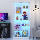 69-Inch Glass Display Cabinet with RGB Lighting & Adjustable Shelves