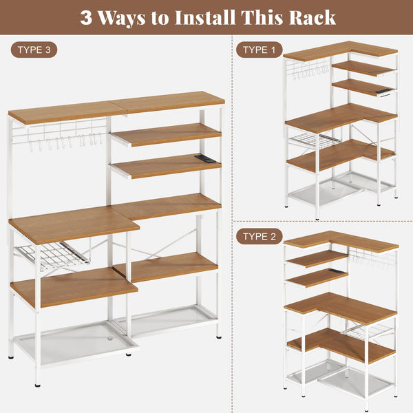 L-Shaped Baker's Rack with Power Outlet, 6-Tier