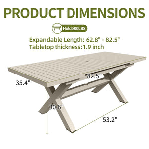 Expandable Outdoor Dining Table for 8