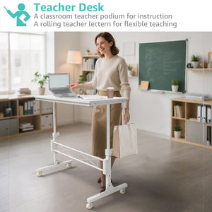 Adjustable Height Rolling Laptop Desk with Wheels