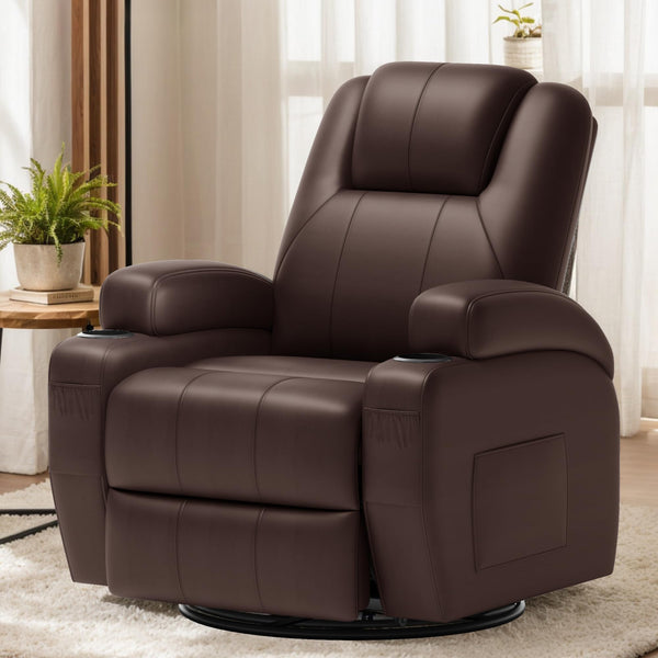 Swivel Rocker Recliner Chair with Vibration Massage