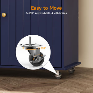 Rolling Kitchen Island Cart with Extendable Table & Power Outlet