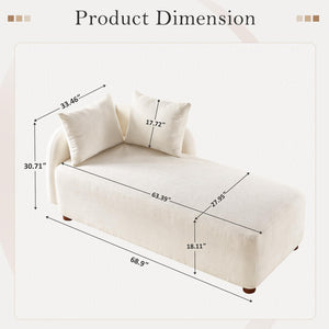 Oversized Chenille Chaise Lounge Chair with 2 Pillows