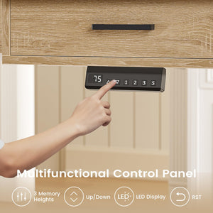 59" L-Shaped Electric Standing Desk with Drawers & Power Outlets