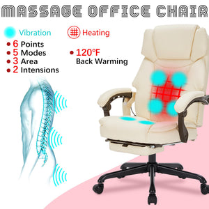 Massage Office Chair with Footrest, Heat & Recliner – 400 lbs Capacity