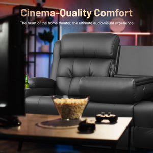 2-in-1 Convertible Recliner Loveseat Sofa with Massage & LED Lights
