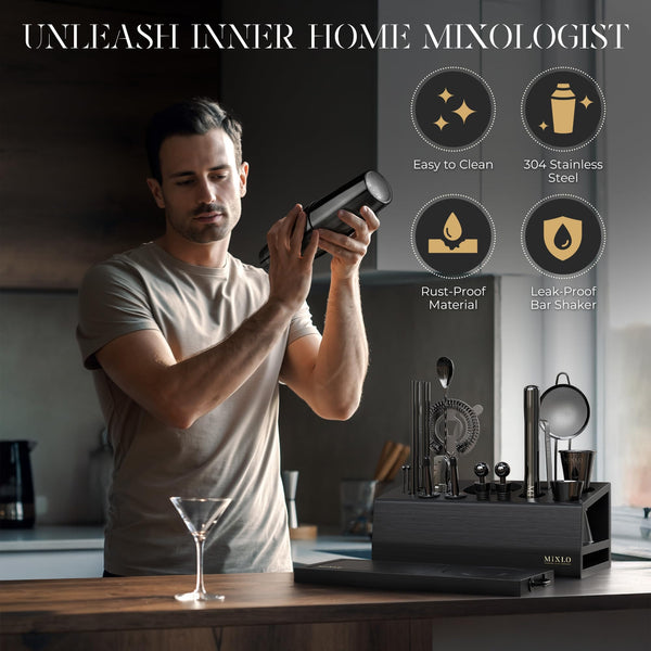 22-Piece Cocktail Shaker & Bartender Kit with Stand