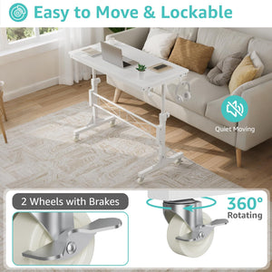 Adjustable Height Rolling Laptop Desk with Wheels
