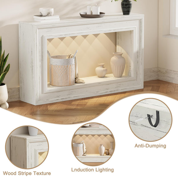 55" Console Table with LED Lights & Storage