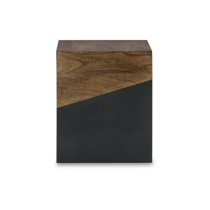 Two-Tone Accent End Table – Brown & Gunmetal