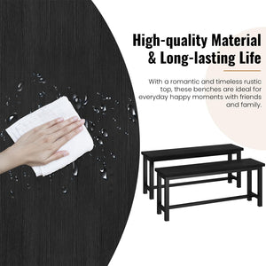Industrial Dining Bench Set of 2 – Wood & Metal Kitchen Bench