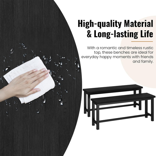 Industrial Dining Bench Set of 2 – Wood & Metal Kitchen Bench