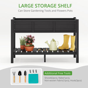 Raised Garden Bed with Storage Shelf and Tools