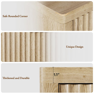 3-Drawer Nightstand with Fluted Design & Metal Handle