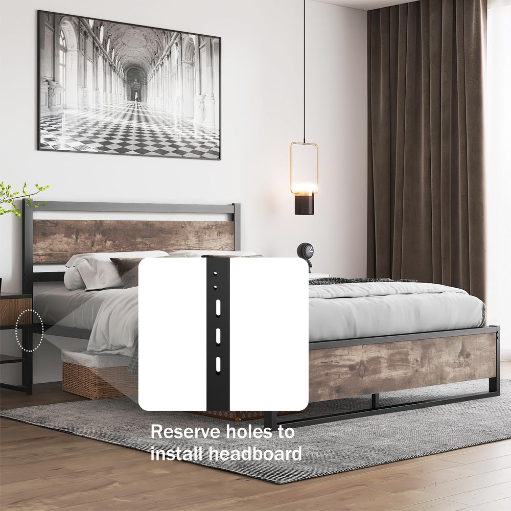 Wooden Headboard with Metal Slats