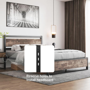 Wooden Headboard with Metal Slats