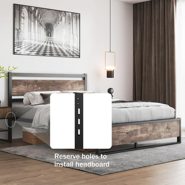 Wooden Headboard with Metal Slats