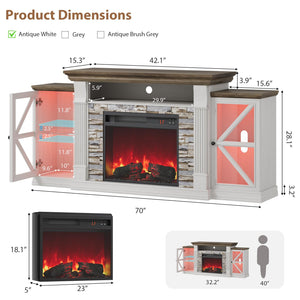 70" Electric Fireplace TV Stand – Farmhouse Entertainment Center