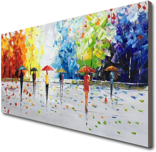 Abstract Landscape Oil Painting on Canvas – Hand Painted Wall Art