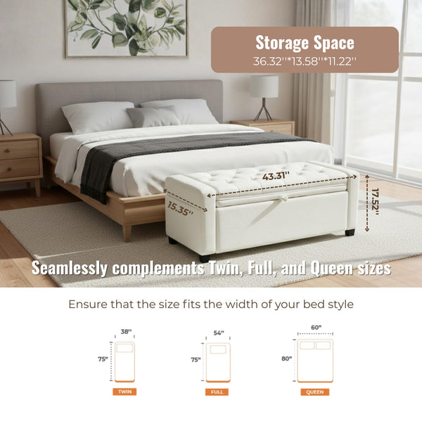 Storage Ottoman Bench with Hidden Storage