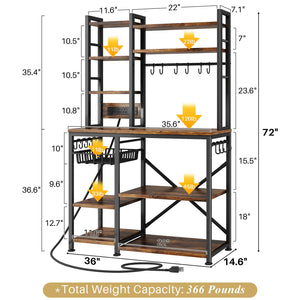 Baker's Rack with Power Outlet and Microwave Stand
