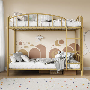 Twin Over Twin Bunk Bed Frame with Guardrail & Safety Ladder
